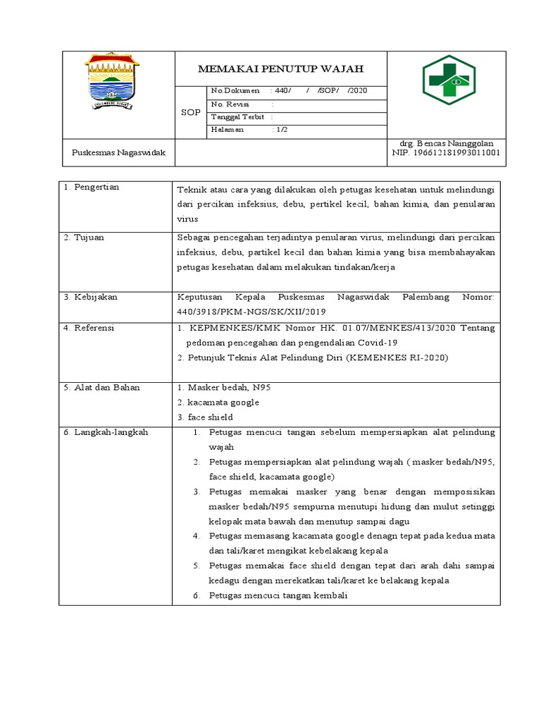 Sop Penutup Wajah Pdf