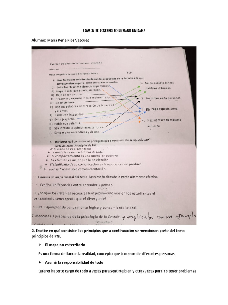 Examen de Desarrollo Humano Unidad 3 | Descargar gratis PDF ...