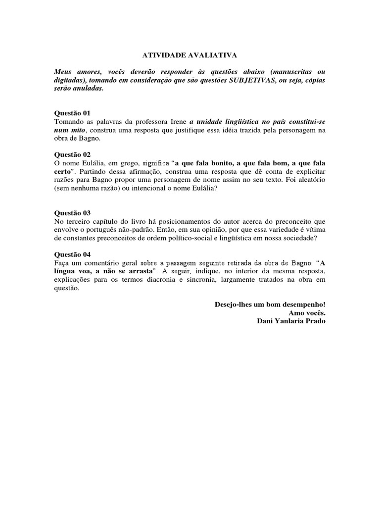 Atividade A Língua de Eulália PDF