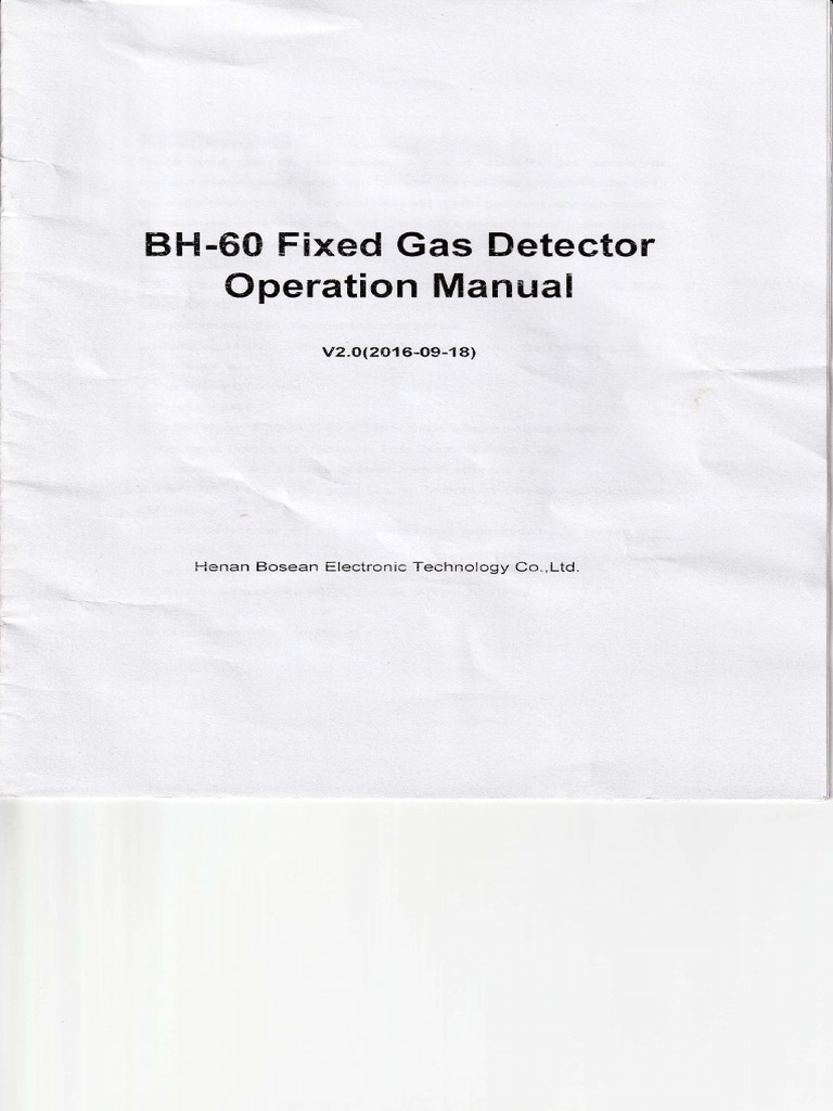 BH-60 Fixed Gas Detector Manual | PDF | Sensor | Screw