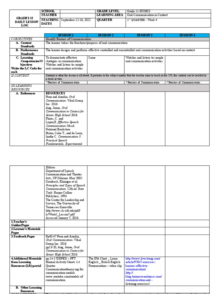 DllOral Communication Q1W4 PDF Learning Educational Assessment