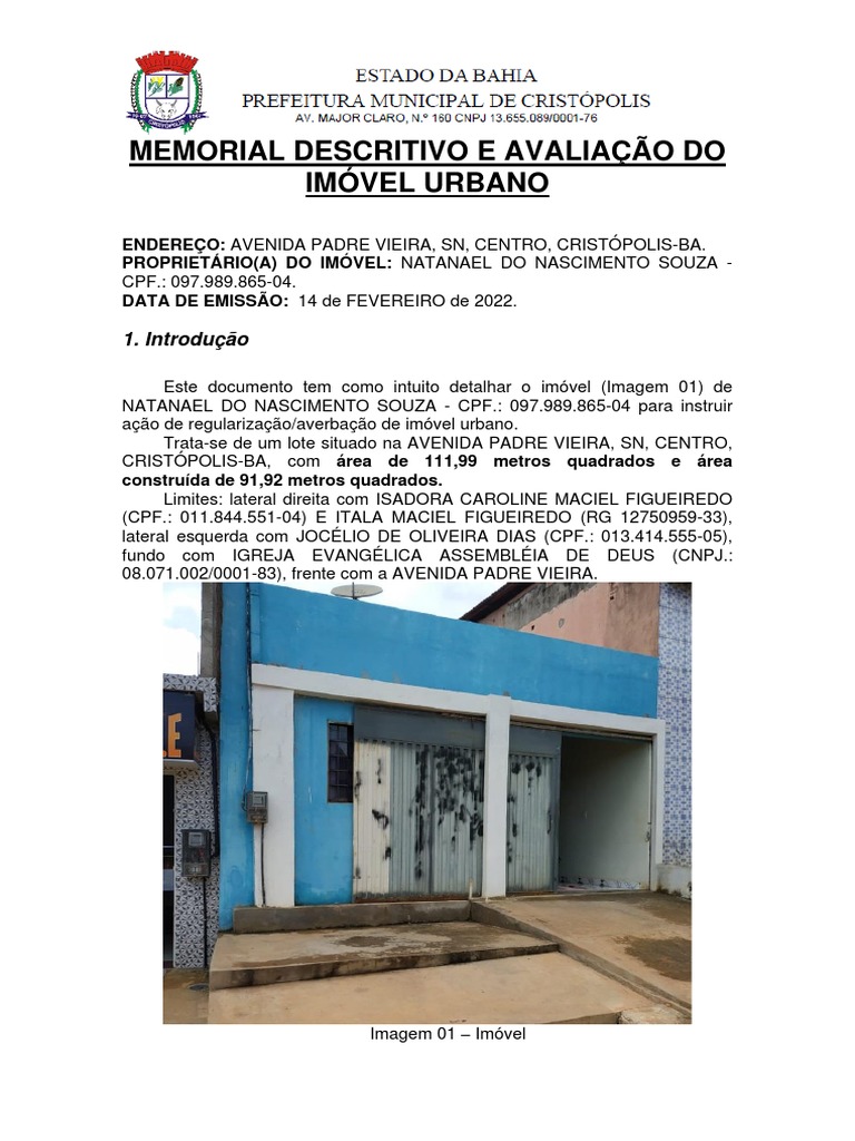Memorial Descritivo Casa Natanael | PDF