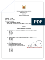 GOPALAN INTERNATIONAL SCHOOL Maths Test