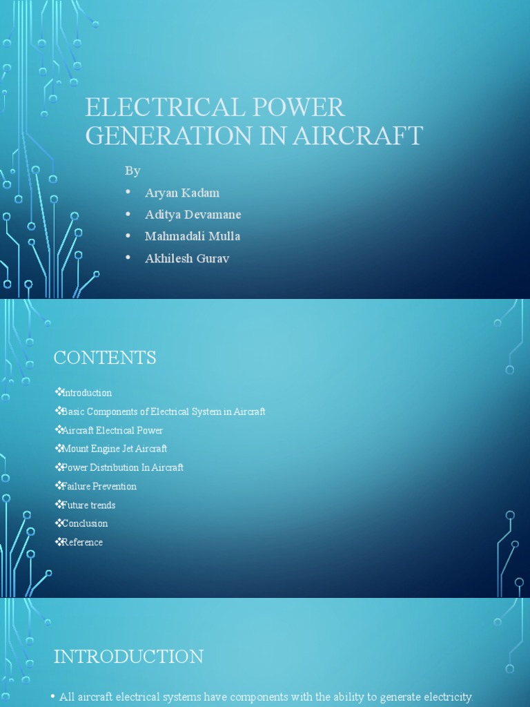 Electrical Power Generation in Aircraft PDF Electric Generator