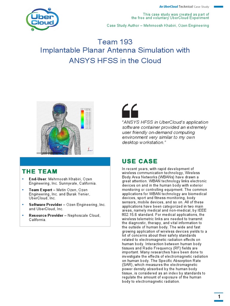 Implantable Planar Antenna Simulation With ANSYS HFSS in The Cloud ...