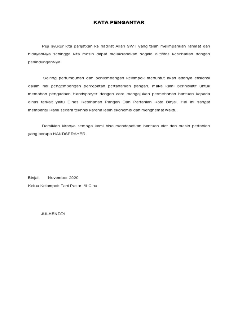 Proposal Permohonan Handsprayer 2020 | PDF