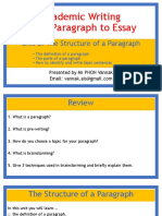 Academic Writing - 2 - The Structure of A Paragraph