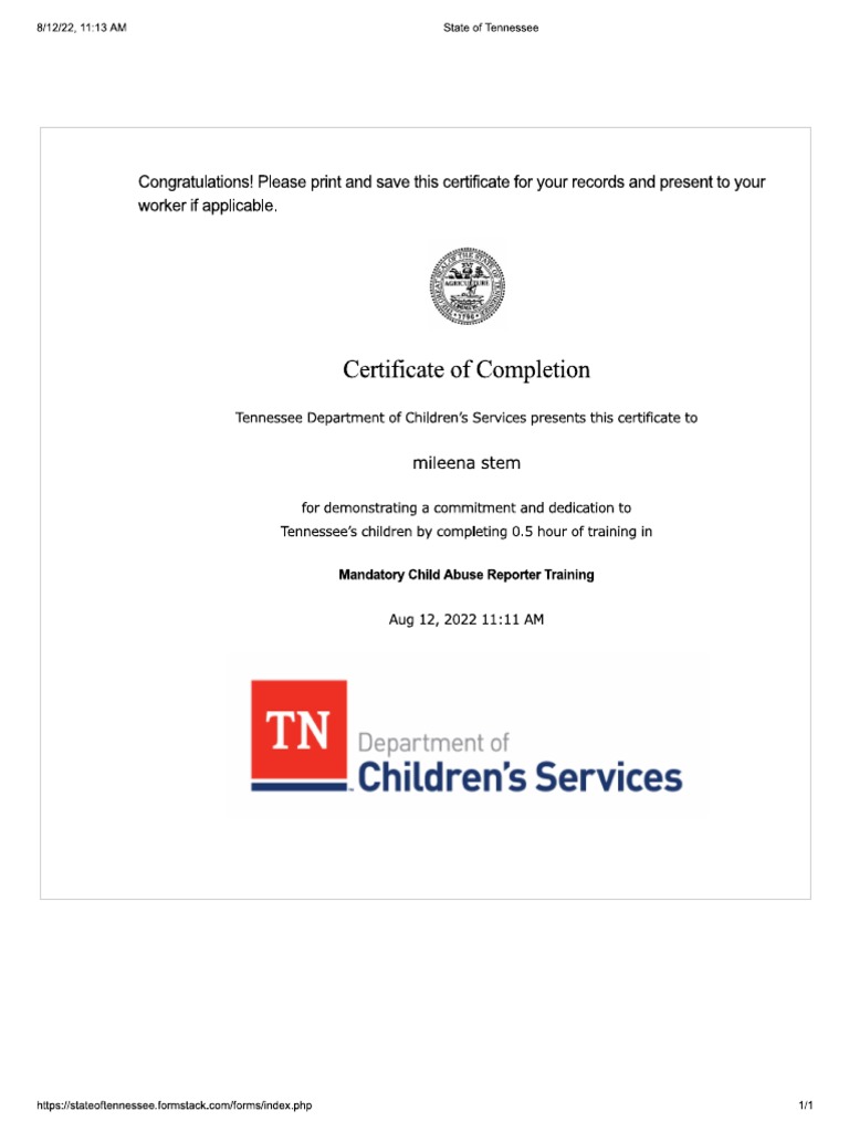 Mandated Reporter Certificate PDF Mandated Reporter Certificate PDF