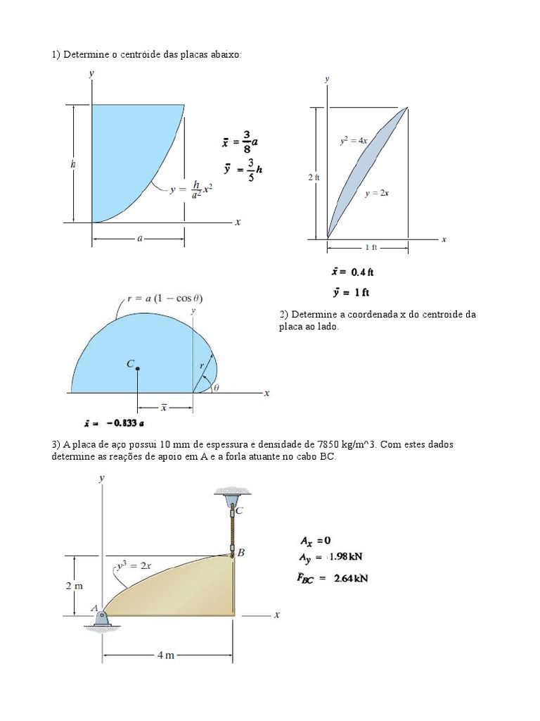 Cálculo de Centroide e Centro de Massa | PDF | Massa | Quantidades físicas