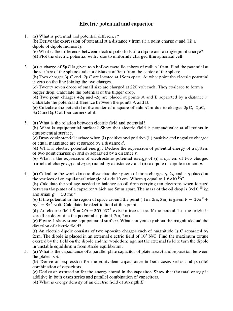 Electric Potential & Capacitor PDF Capacitor Dielectric