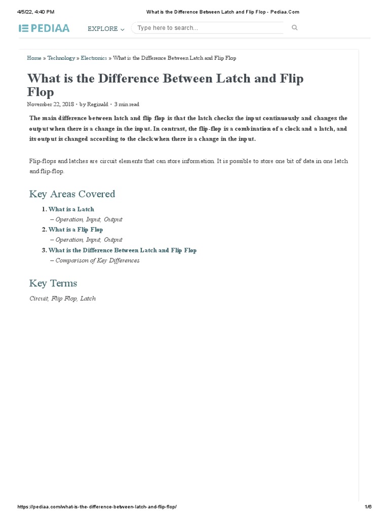 What Is The Difference Between Latch and Flip Flop PDF Digital