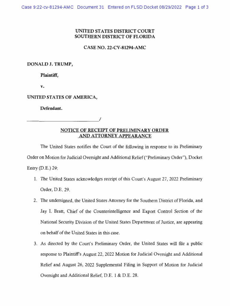 United States District Court Southern District of Florida CASE NO. 22