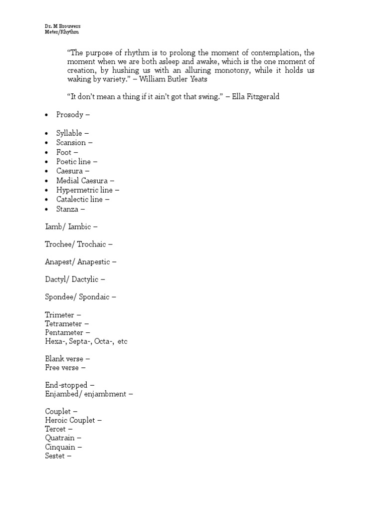 Meter Rhythm Worksheet PDF