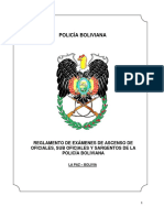 Reglamento de Exámenes de Ascenso de Oficiales, Sub Oficiales y Sargentos de La Policia Boliviana 2022