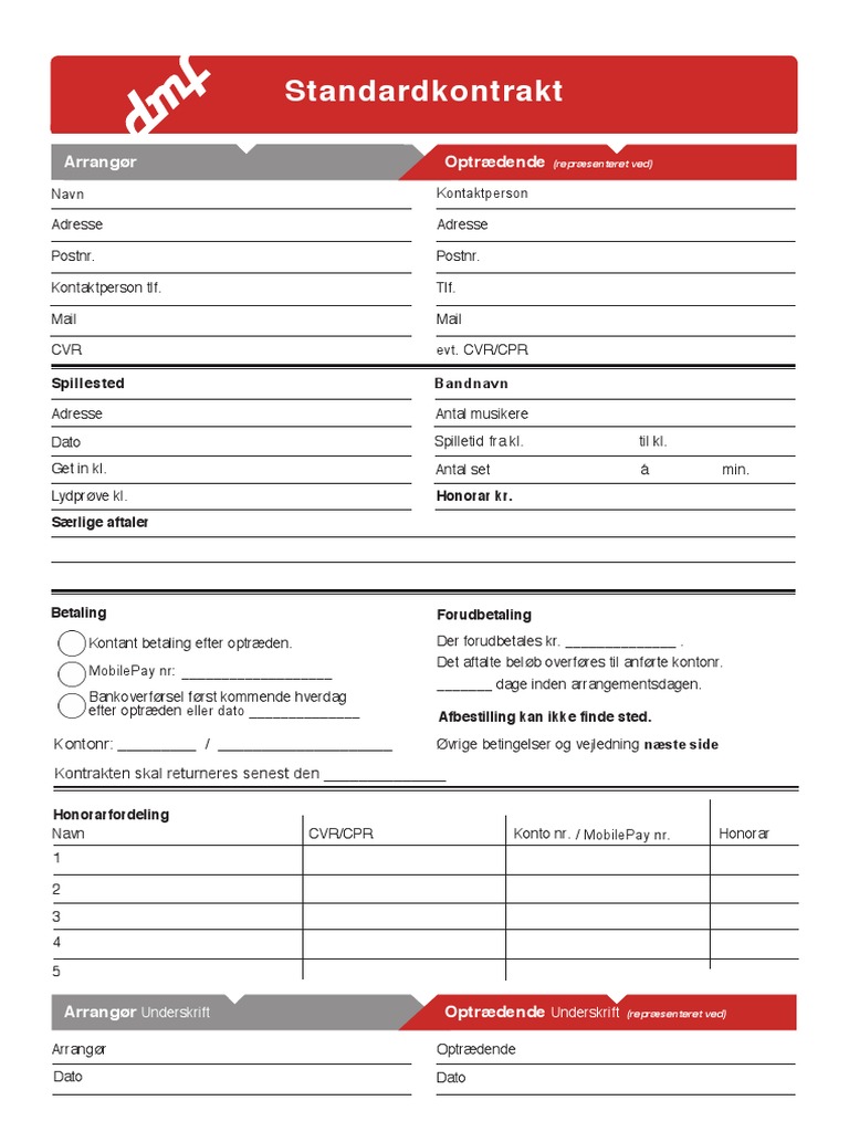 DMF Standardkontrakt 2019 | PDF