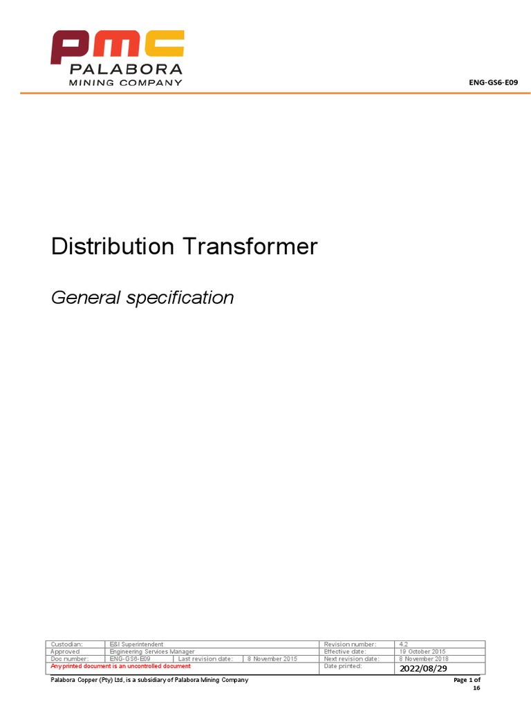 Distribution Transformer Specification Guide | PDF | Electrical Wiring ...