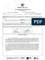 RPMS SY 2021-2022: Teacher Reflection Form (TRF)