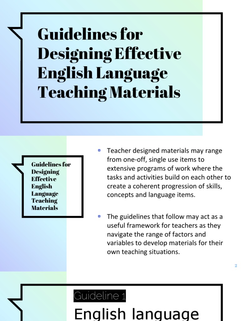 Guidelines for Designing Effective English Language Teaching Materials