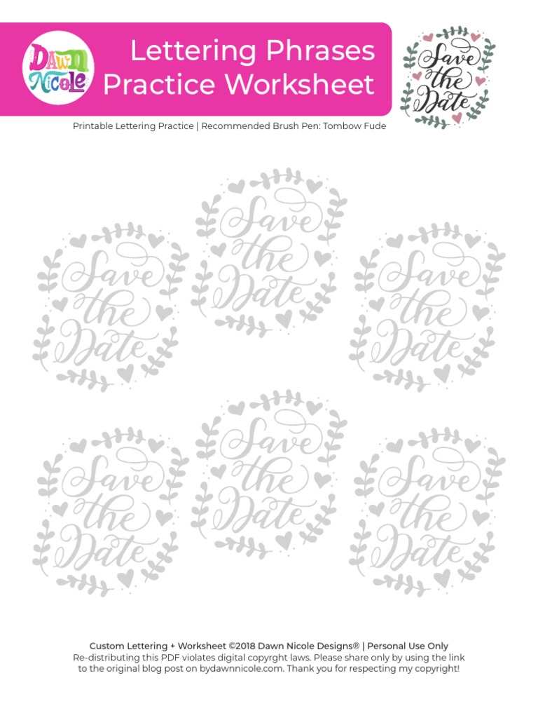 Custom Lettering Practice Worksheet | PDF