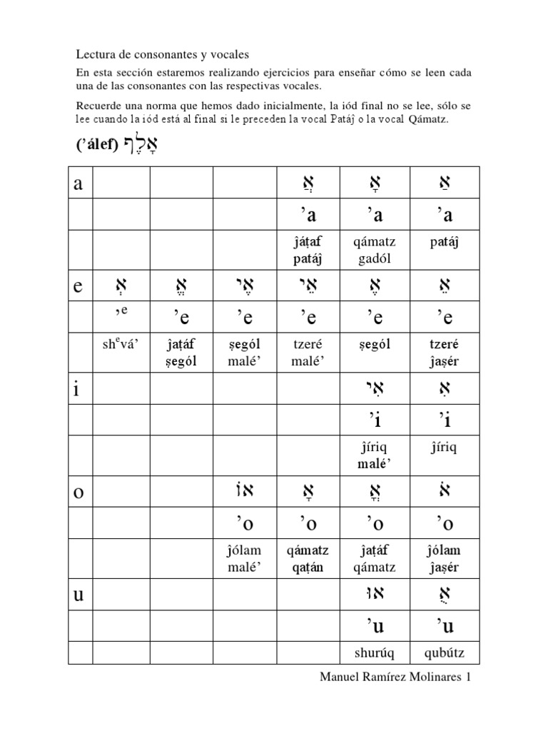Lectura de Consonantes y Vocales | PDF