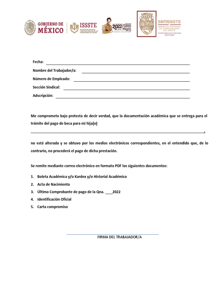 Carta Compromiso Becas 2022 | PDF | Finanzas y dinero | Derecho