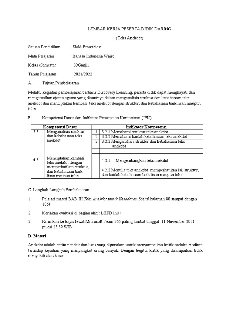 Struktur Teks Anekdot dalam Pembelajaran | PDF