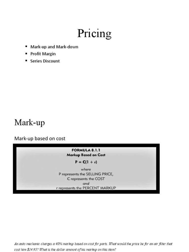 Markup and Markdown Explained | PDF | Gross Margin | Profit (Economics)
