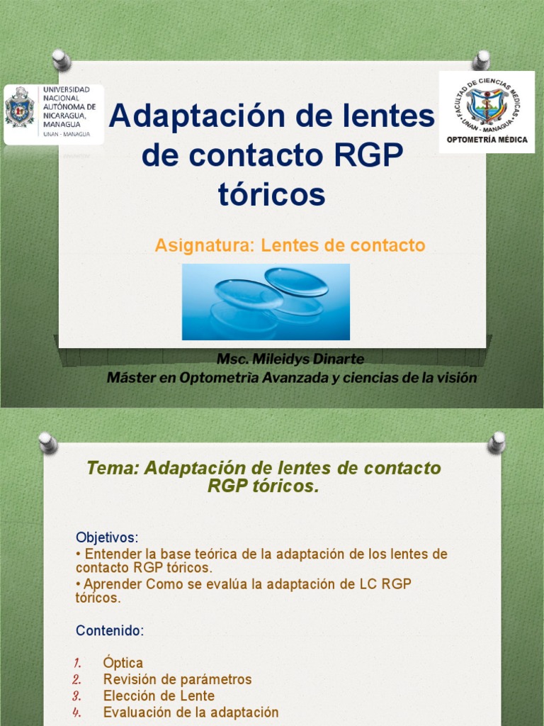 Adaptación de Lentes de Contacto RGP Tòrica | PDF | Córnea | Óptica