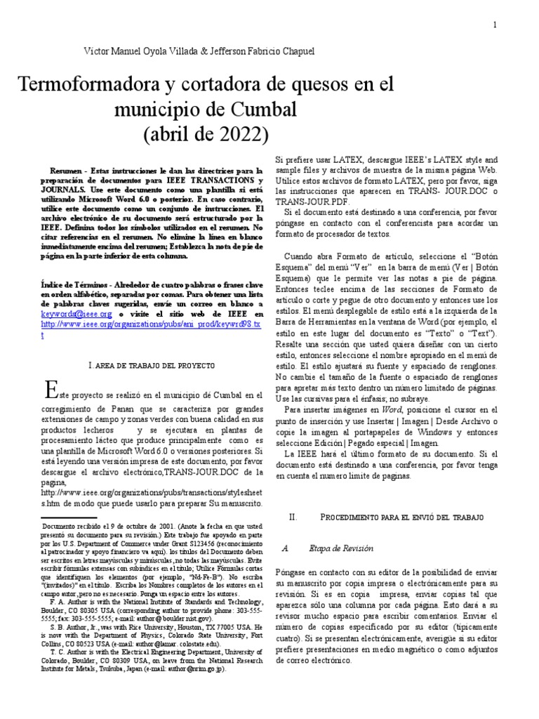 Formato Presentacion Documentos Normas Ieee 1 | PDF | Microsoft Word ...