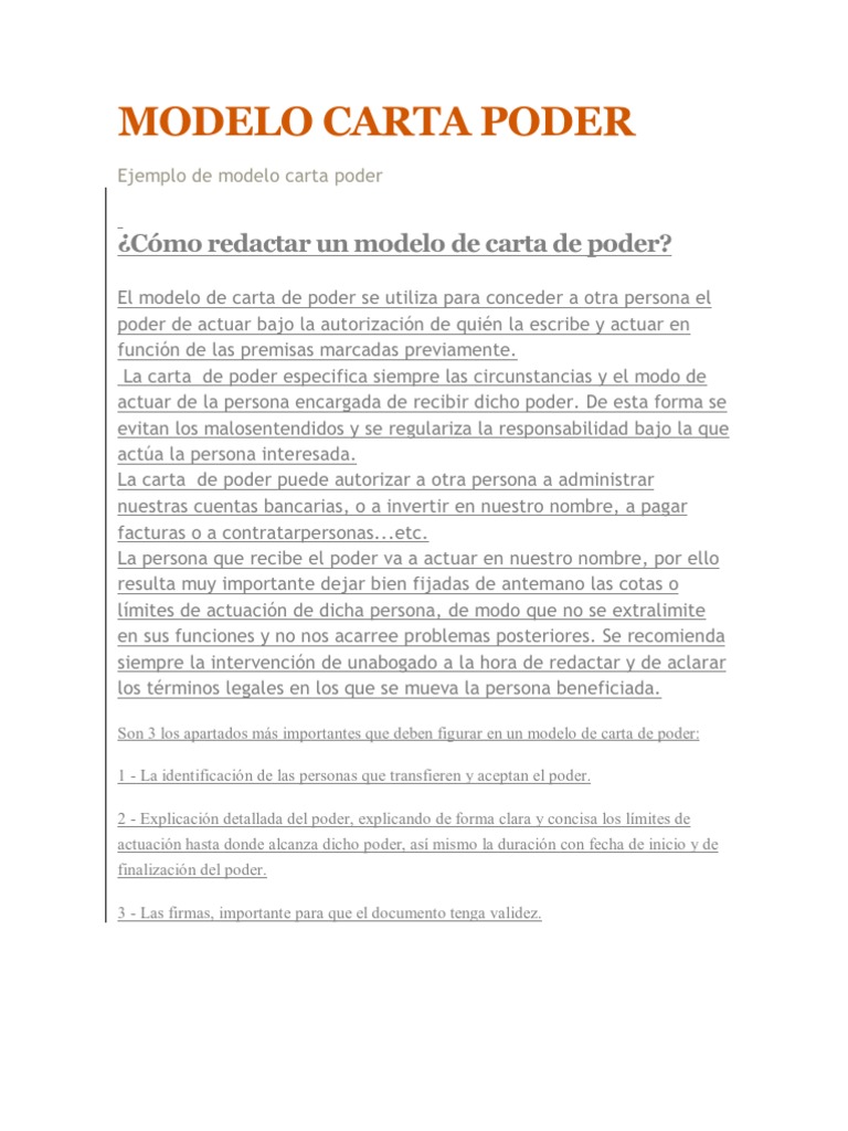 MODELO CARTA PODER