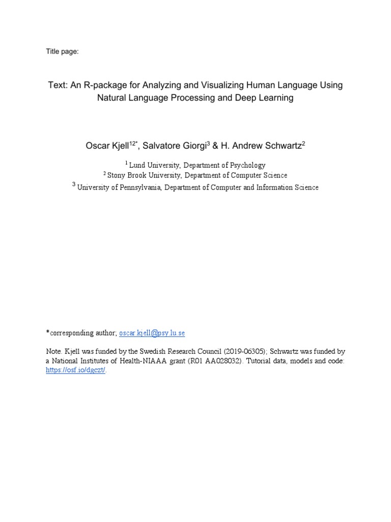 Preprint R Text Tutorial Review 2 PDF Cross Validation (Statistics