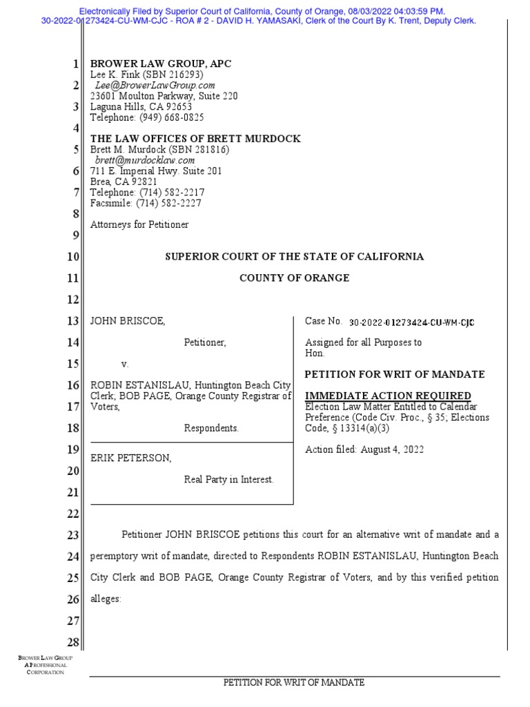 Briscoe V Estanislau Petition PDF Lawyer Mandamus