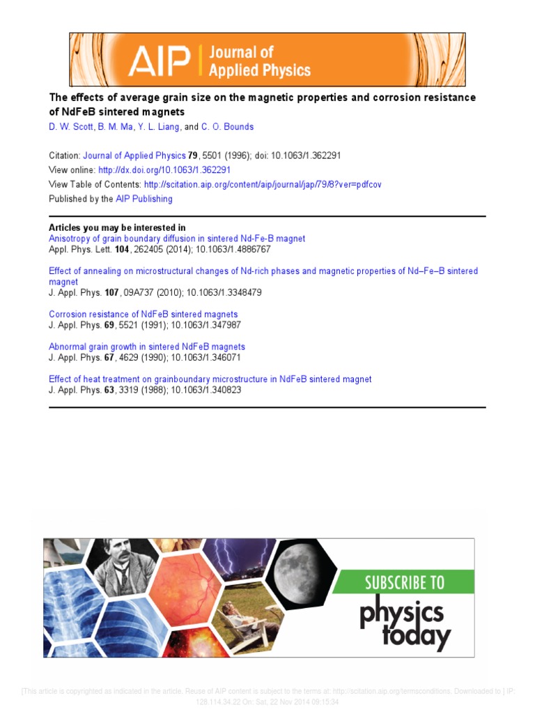 1996scott - JAP - The Effects of Average Grain Size On The Magnetic ...