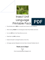 Insect Unit Language Printable Pack 1