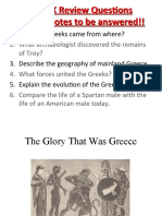 GREEK Review Questions Copy in Notes To Be Answered!!: 1. The Early Greeks Came From Where?