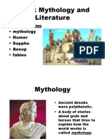 Greek Mythology and Literature: Key Terms - Mythology - Homer - Sappho - Aesop - Fables