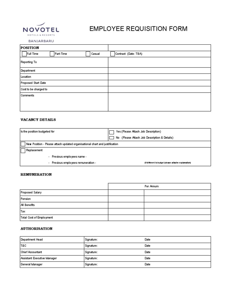 Employee Requisition Form Template | PDF