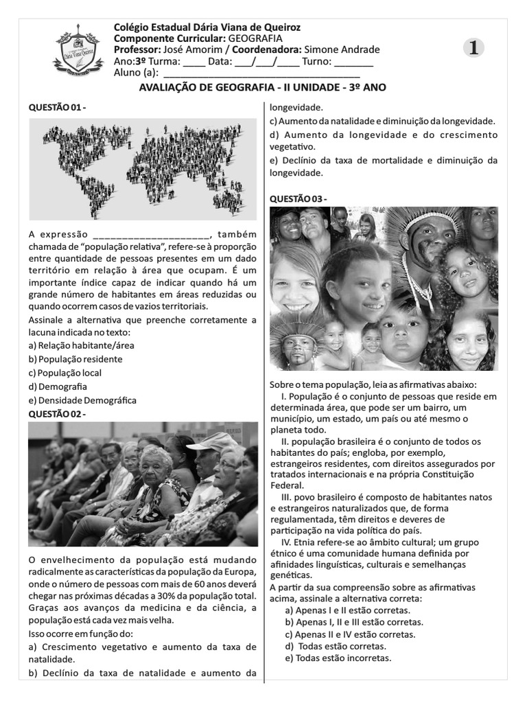 Questões sobre Demografia e População | PDF | População mundial ...