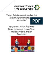 Debate en Contra de La Religion en Las Instituciones de Educacion