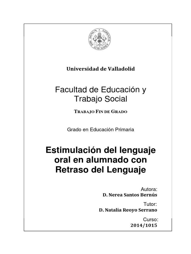 Estimulacion Del Lenguaje Oral | PDF | Aquisición de idioma | Aprendizaje
