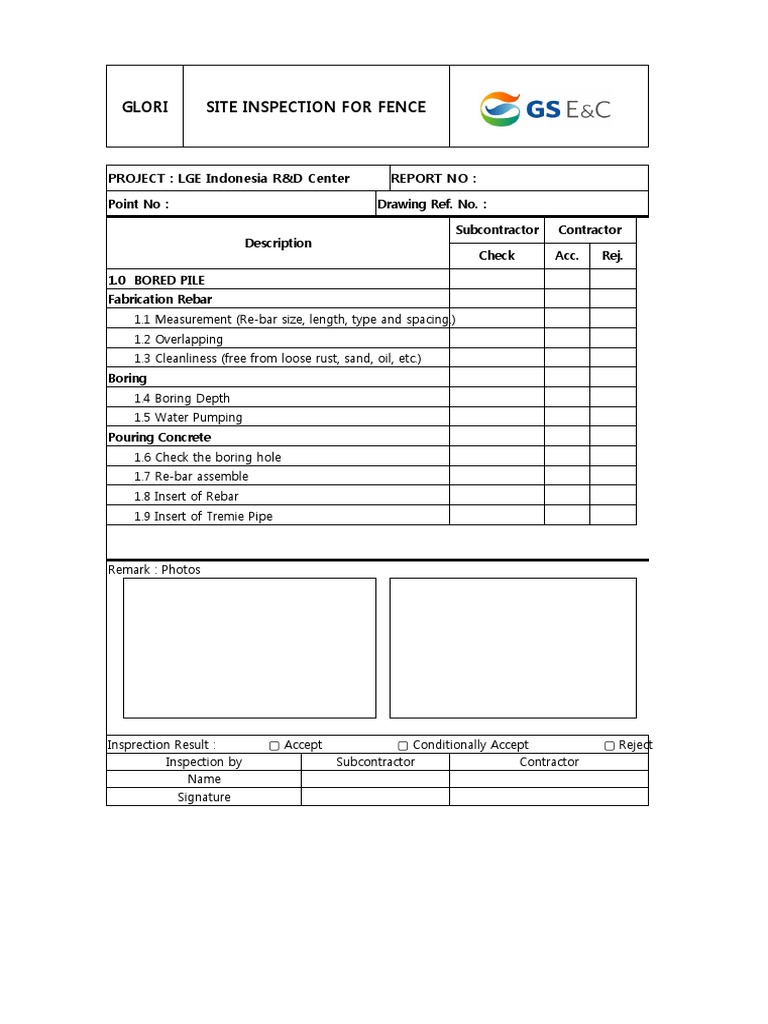 Fence Project Site Inspection Report | PDF