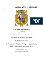 La Patria Nueva de Leguía en La Prensa Limeña Durante El Centenario de La Independencia Del Perú