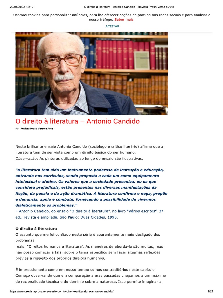 O Direito A Literatura Antonio Cândido PDF