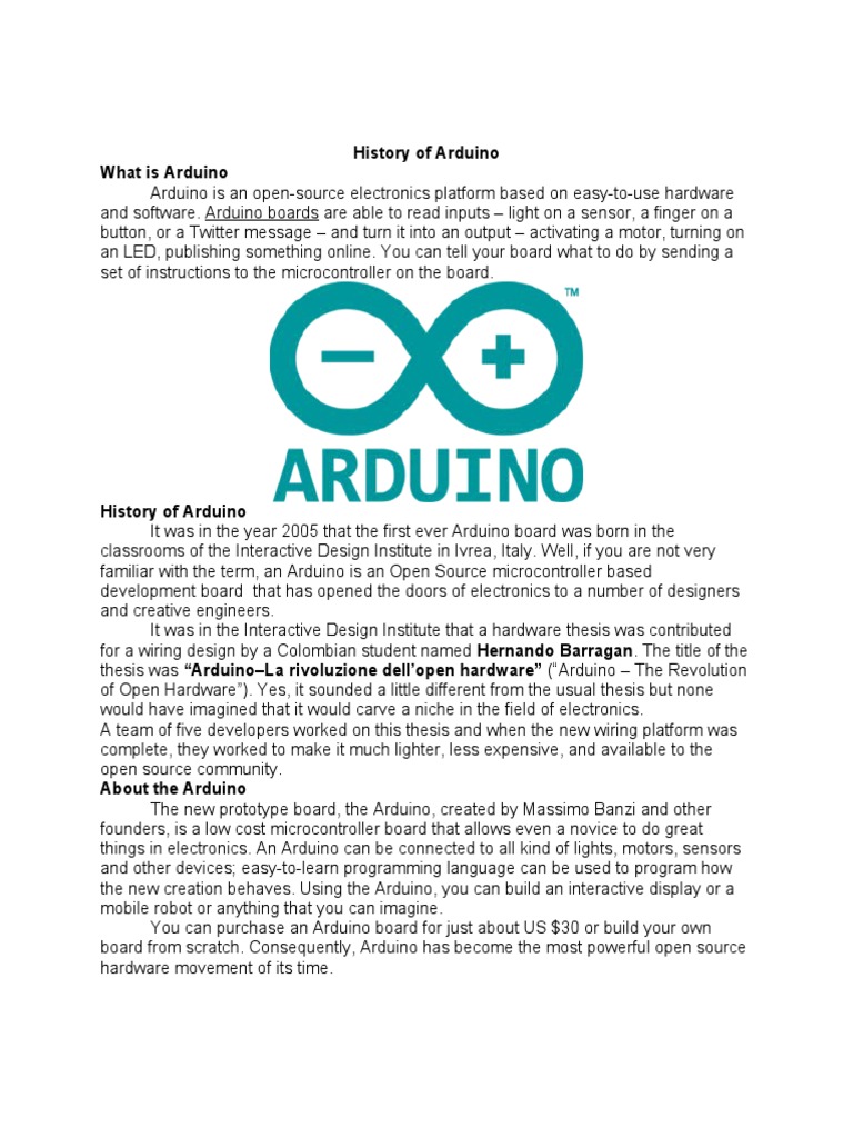 History of Arduino | PDF | Arduino | Computing