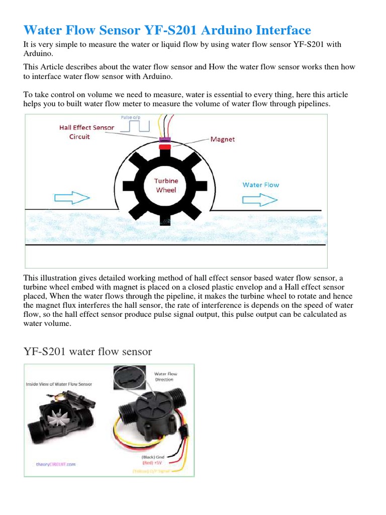 YF-S201 Water Flow Sensor | PDF | Flow Measurement | Arduino
