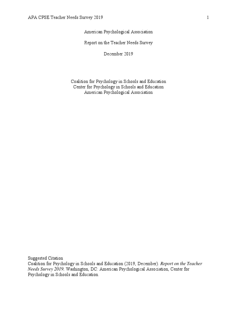 Apa teacher survey identifies top needs for professional development
