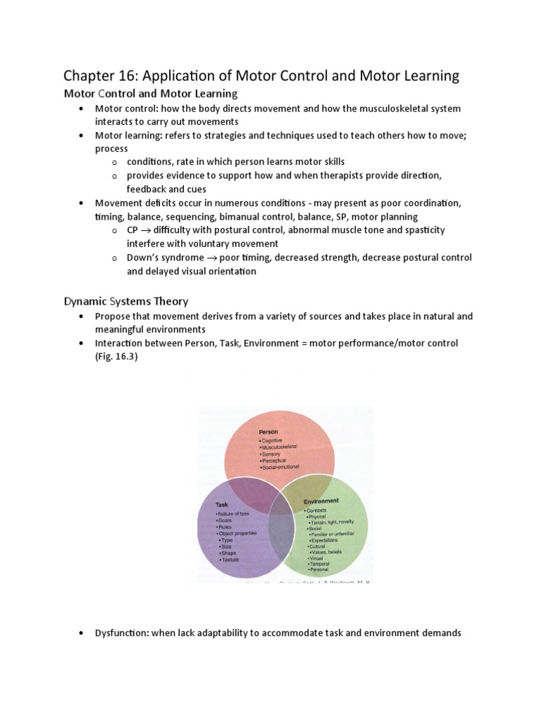 Chapter 16 application of motor control and motor learning pdf