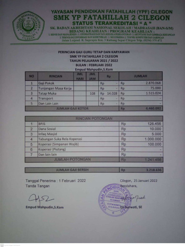 Slip Gaji Februari Maret PDF