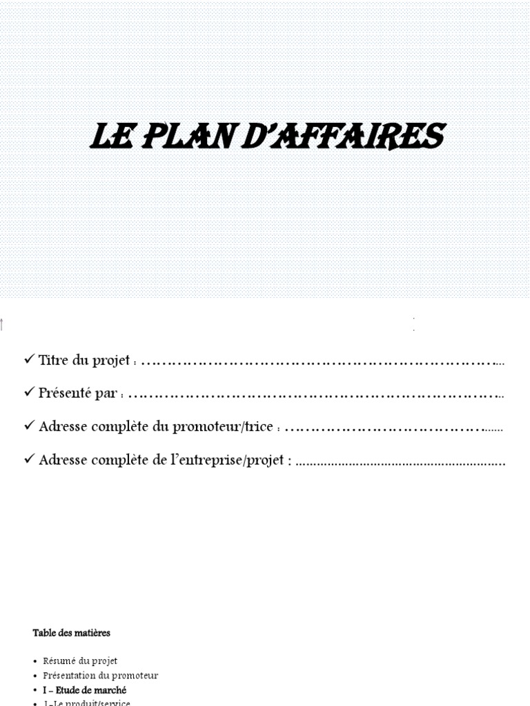 Fichier business plan