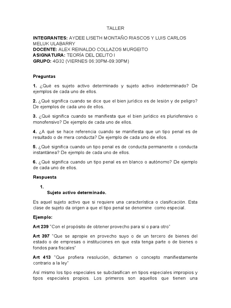 Conceptos Clave en Teoría del Delito | PDF | Derecho penal | Principios ...